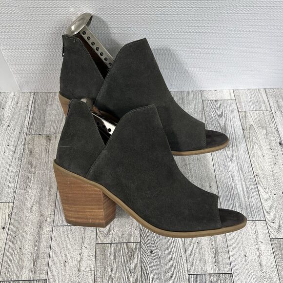 SUSINA Carina-Lea Peep Toe Ankle Boots Women’s 6 Gray Suede Leather Shoes - Picture 3 of 16
